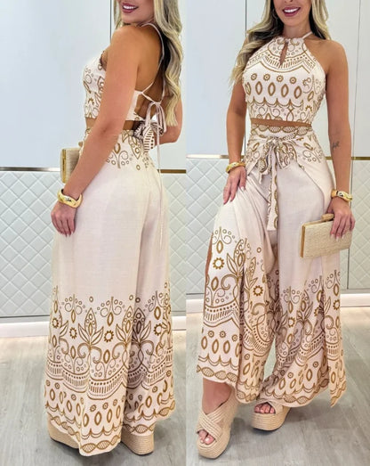 Boho Charm Halter Pant Set