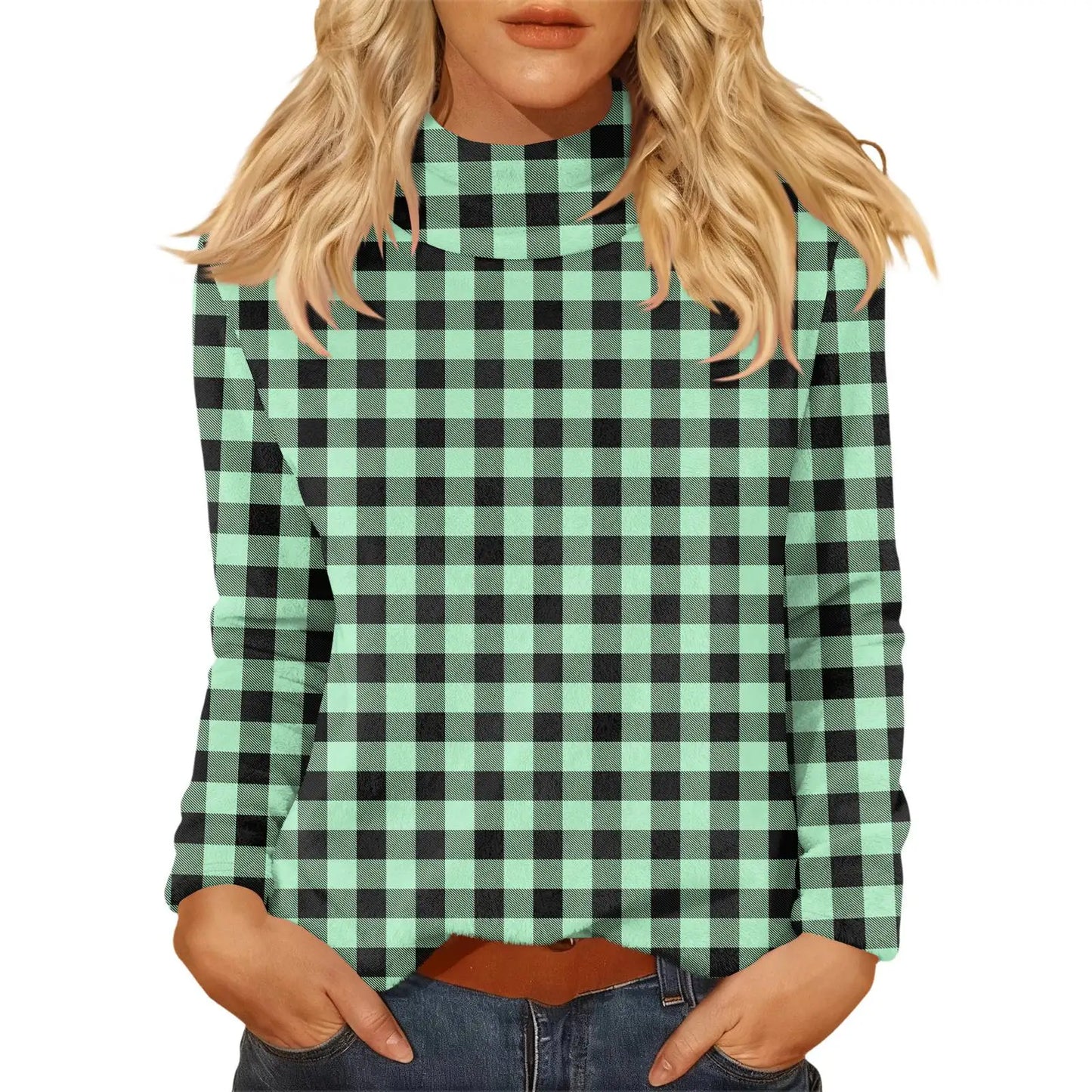 Women’s Daily Casual Plaid Pullover Sweater