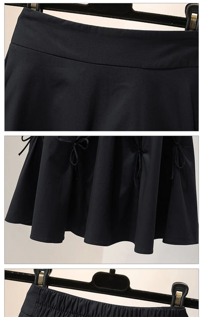 Korean Charm Lace-Up Pleated Skirt