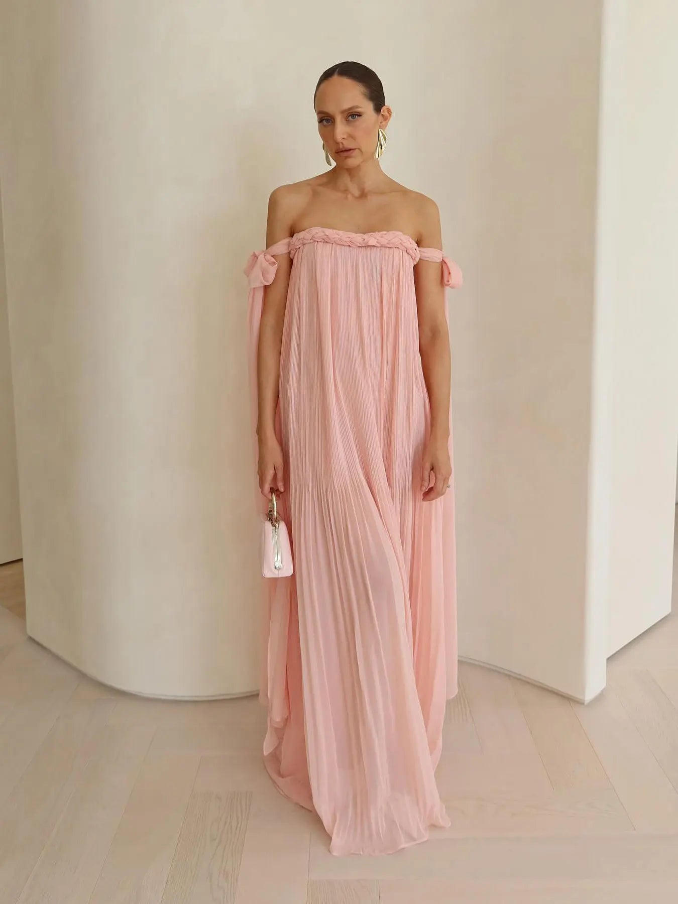 Braided Elegance Off-Shoulder Maxi