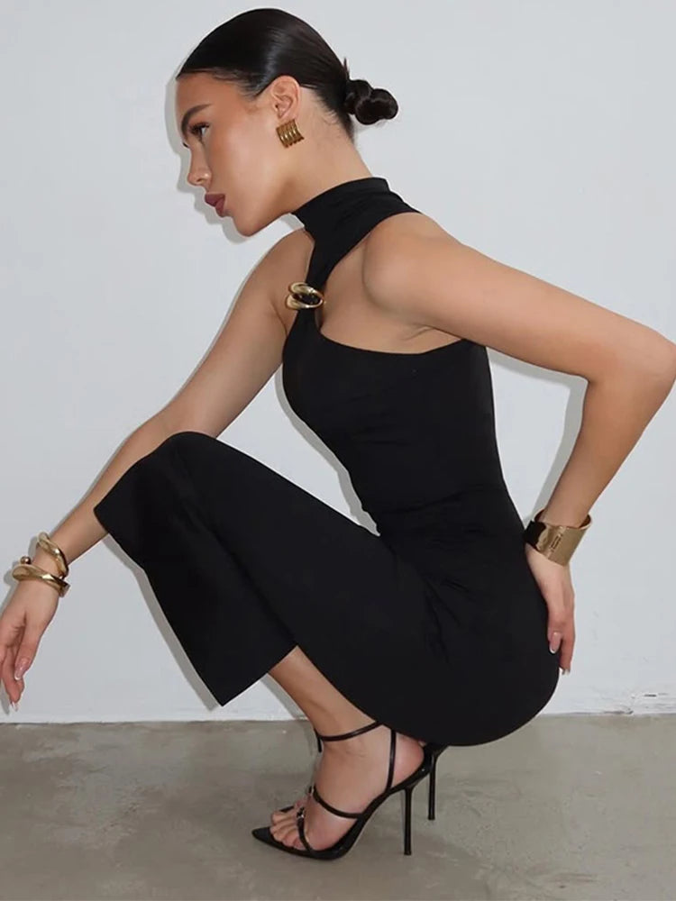 Sleek Noir Off-Shoulder Bodycon Dress