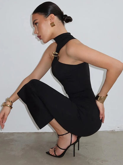 Sleek Noir Off-Shoulder Bodycon Dress