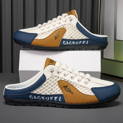 Breathable PU Leather Mesh Slides