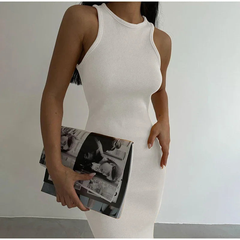 SculptKnit Sleeveless Split Midi Dress