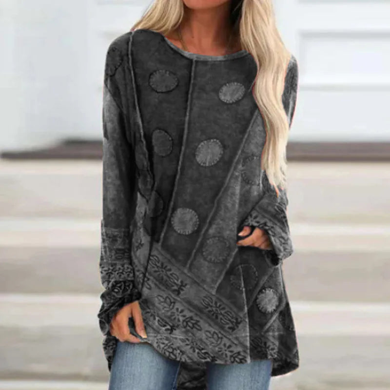 Boho Geometric Print Oversized Tee
