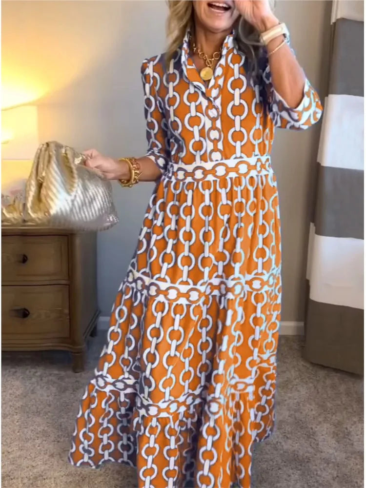 Geometric Print Maxi Dress