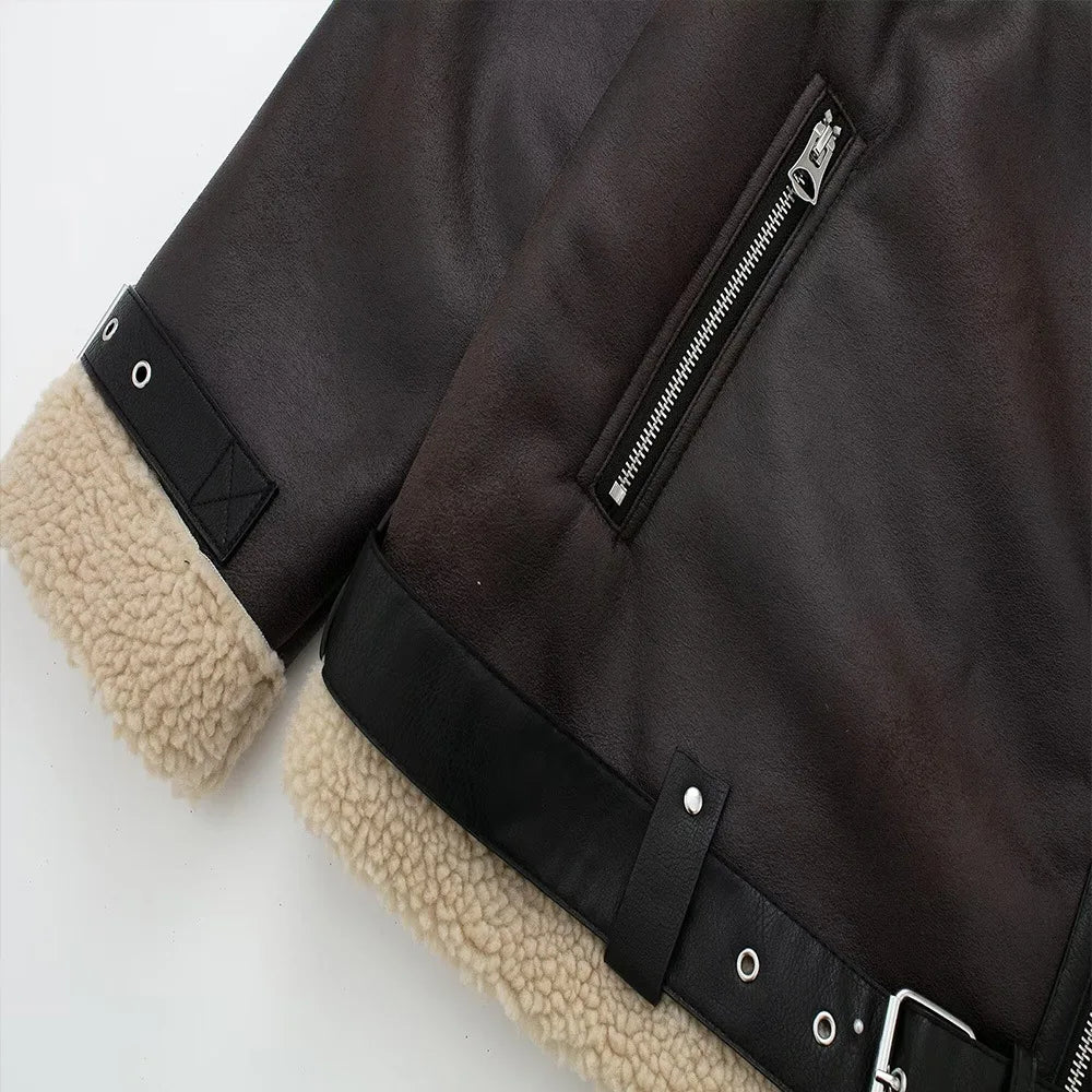 FurEdge Moto Style Faux Fur Jacket
