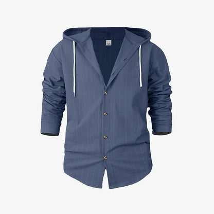 Striped Hooded Linen Shirt