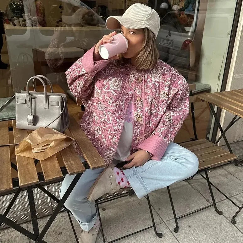Floral Grace Crew Neck Cardigan