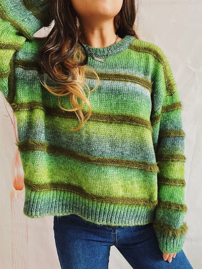 Cozy Gradient Stripe Knit Sweater