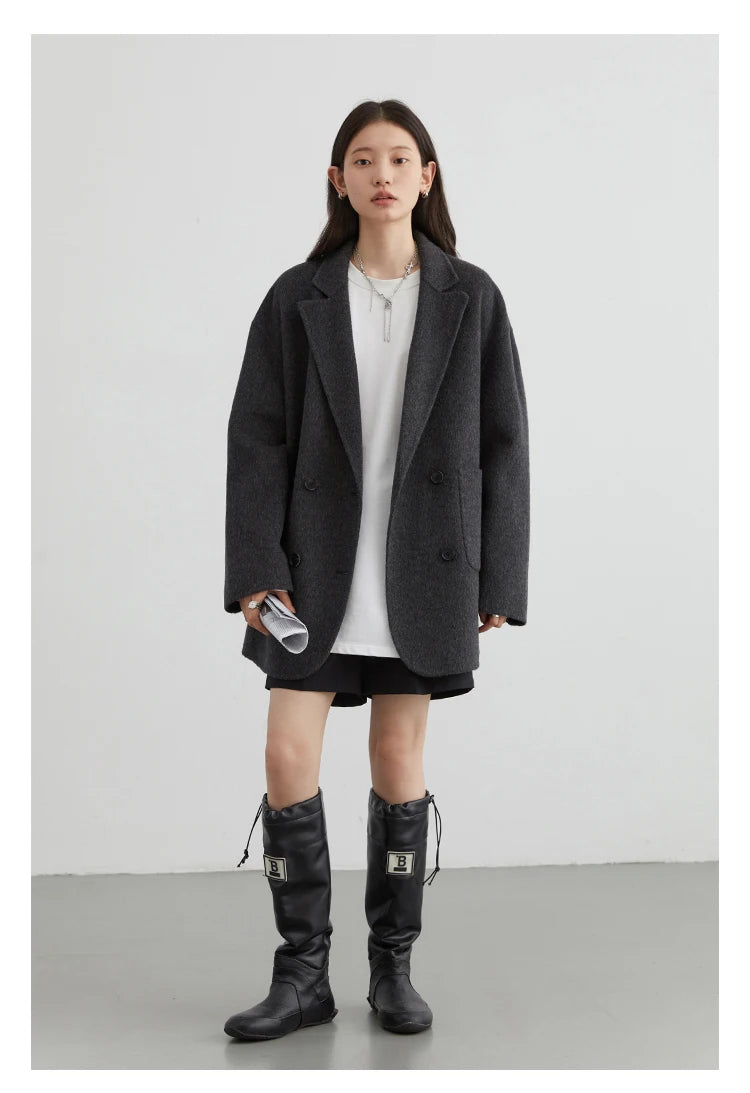 Women’s Luxury Wool-Blend Long Coat