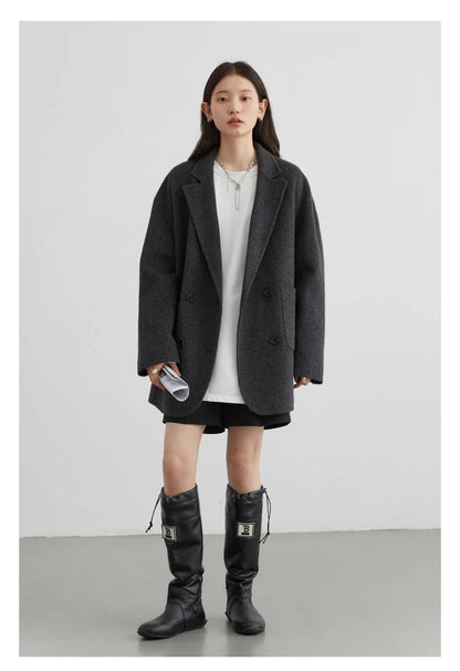 Women’s Luxury Wool-Blend Long Coat
