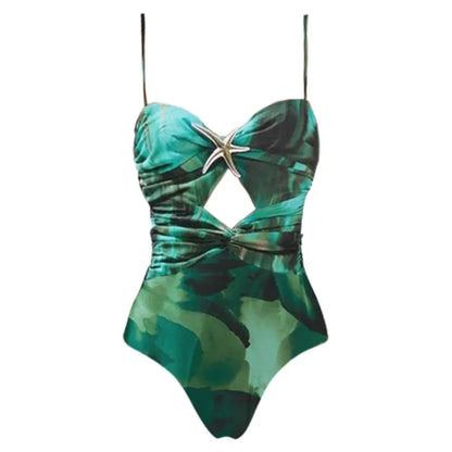 One Piece Swimsuit and Skirt Set