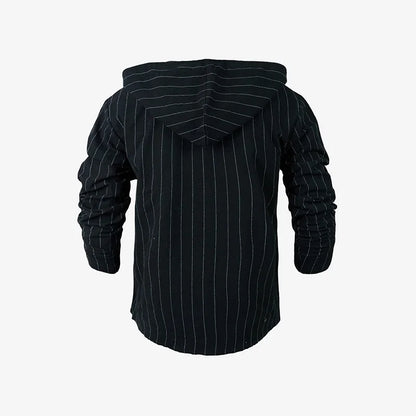 Striped Hooded Linen Shirt