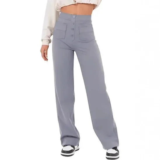 Buttoned Straight-Leg Cargo Pants