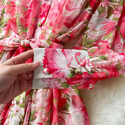 Silk Chiffon Floral A-Line Dress