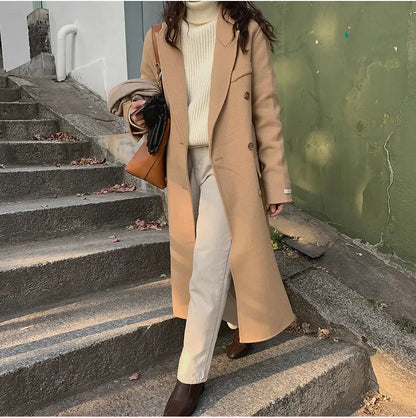 Double-Breasted Woolen Coat