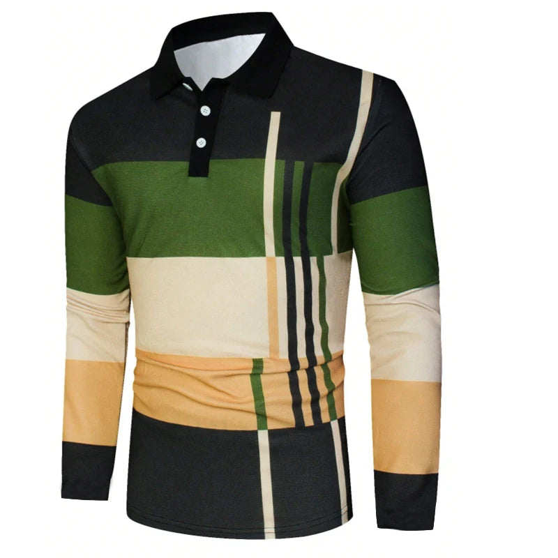 Colorblock Long Sleeve Polo Shirt