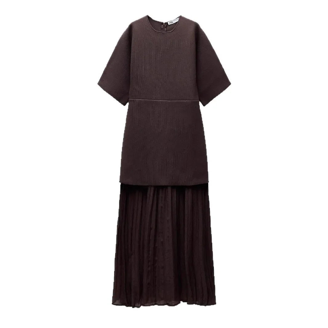 Elegant Pleated Tulle Patchwork Dress