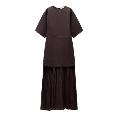 Elegant Pleated Tulle Patchwork Dress