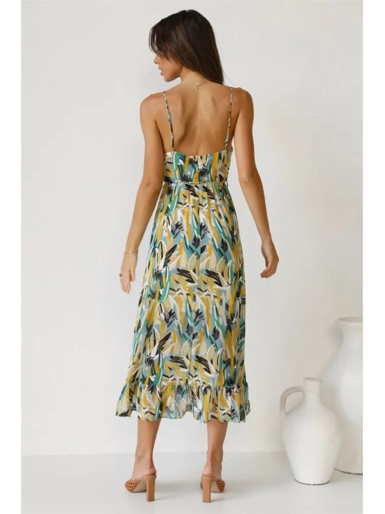 Summer Printed V-Neck Dress