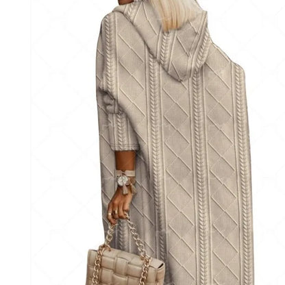 Cable Knit Hooded Windbreaker Coat
