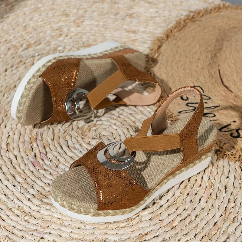 Snake Print Wedge Gladiator Sandals