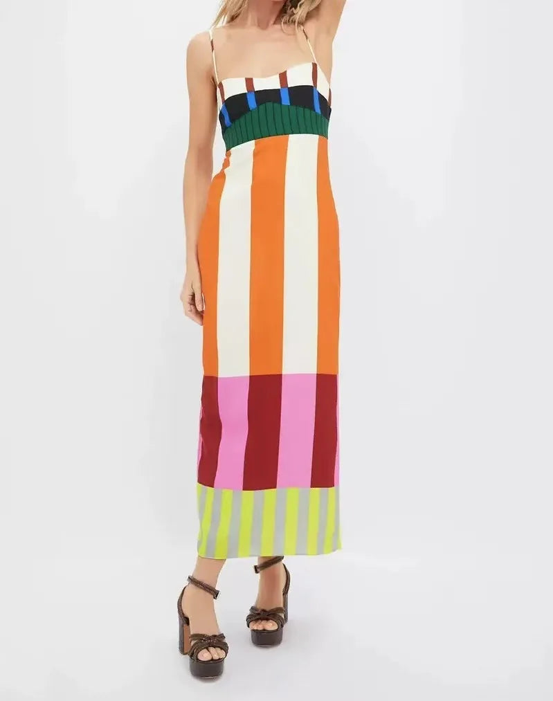Rainbow Stripes Boho Party Dress