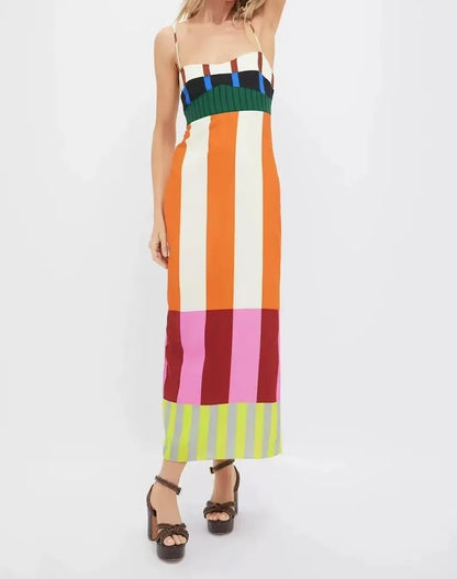 Rainbow Stripes Boho Party Dress