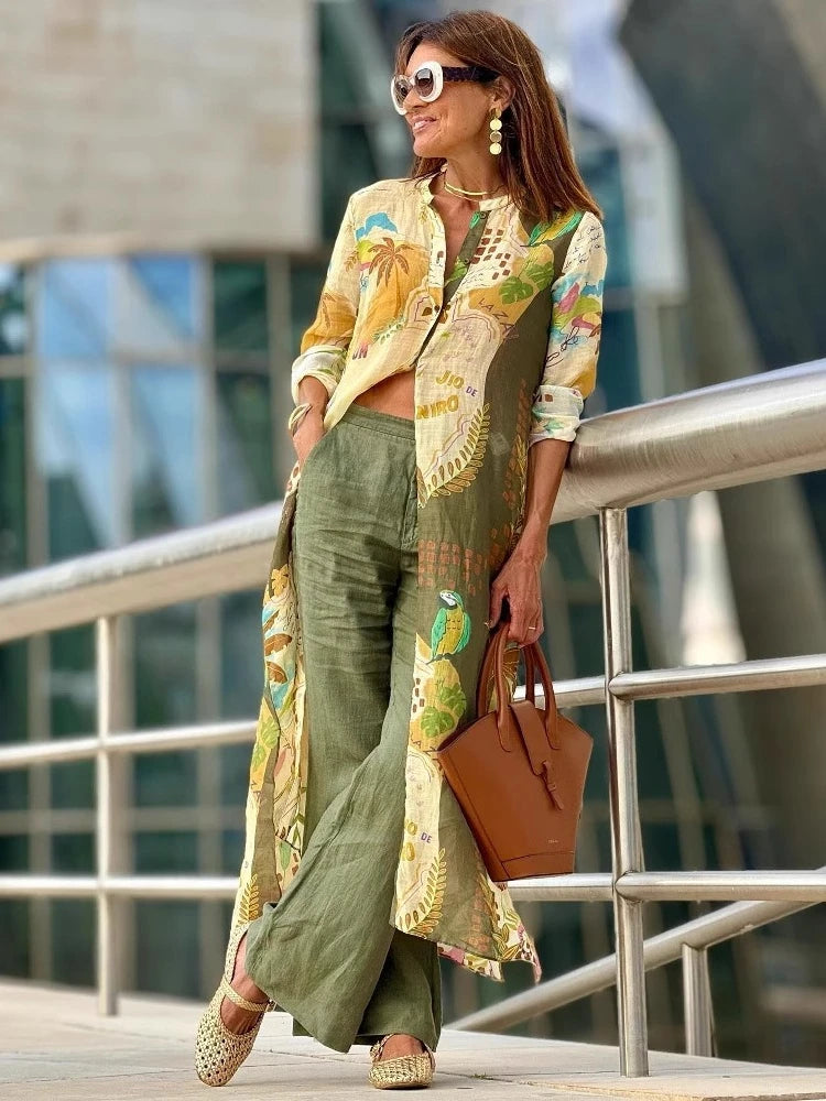 Breezy Bloom Printed Shirt Coat