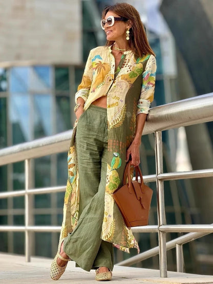 Breezy Bloom Printed Shirt Coat