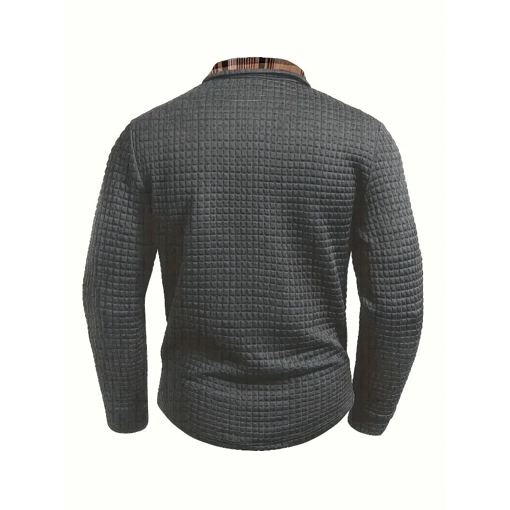 Men’s Plaid Long Sleeve Polo Shirt