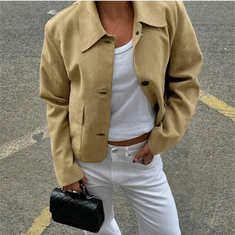Lapel Pocket Short Jacket