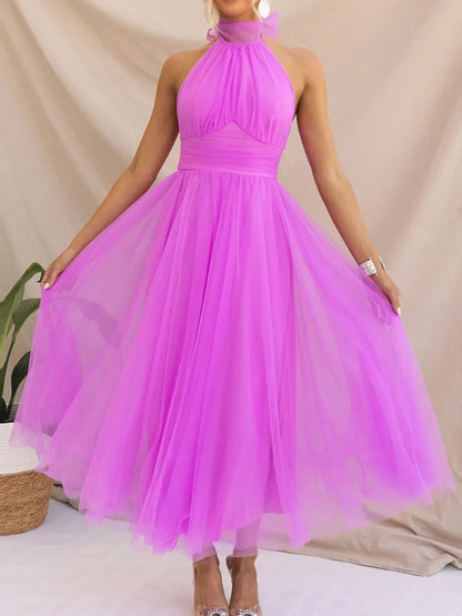 Chiffon Halter Neck Dress