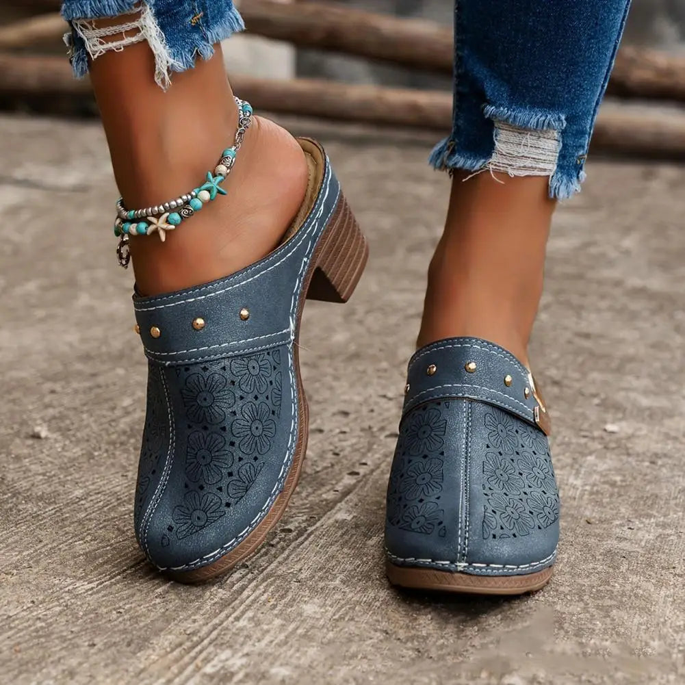 Retro Chic Women's Chunky Heel Sandals