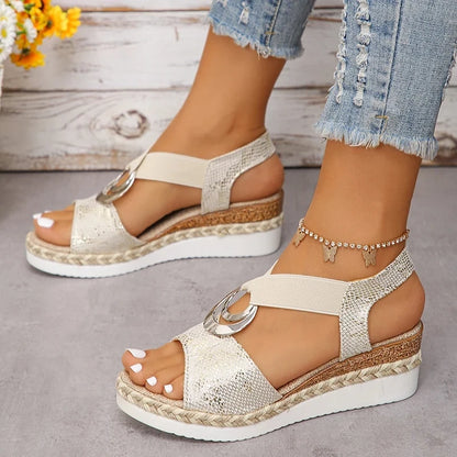 Snake Print Wedge Gladiator Sandals