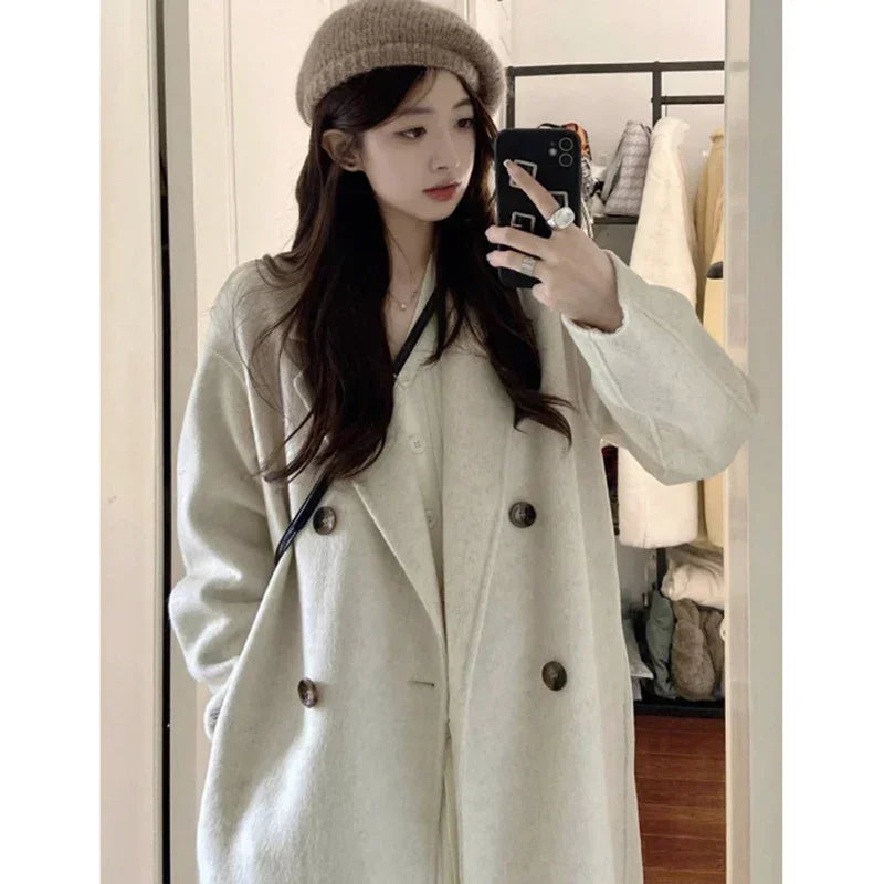 Elegant Woolen Mid-Long Coat
