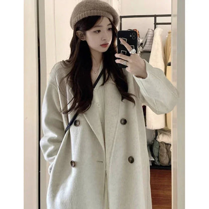 Elegant Woolen Mid-Long Coat