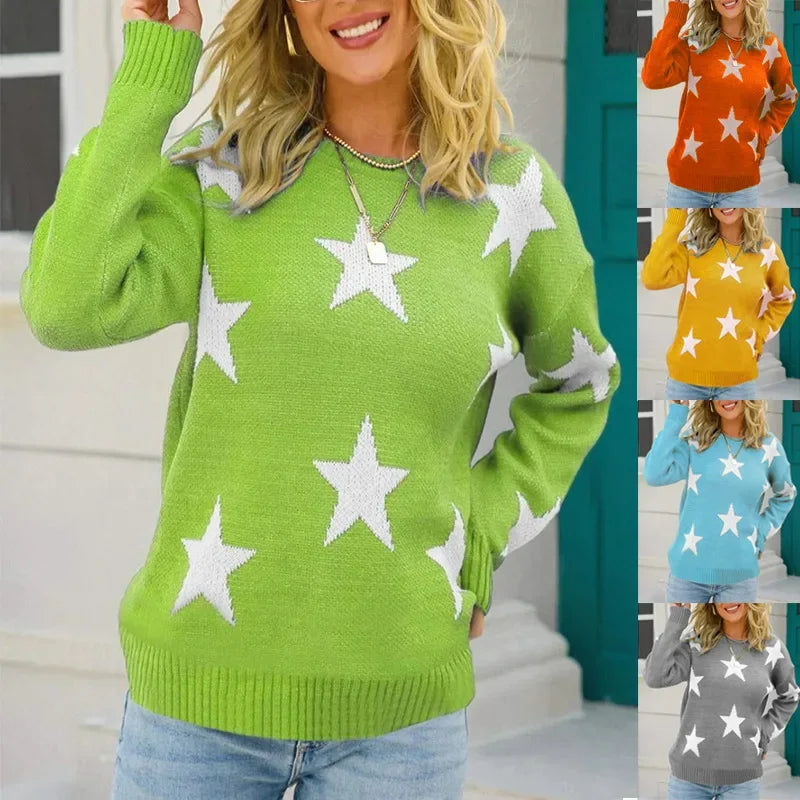Women's Long Sleeve round Neck Knitted Sweater