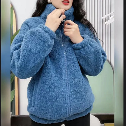 Plus Size Thick Coat — Soft Particle Fleece Outerwear