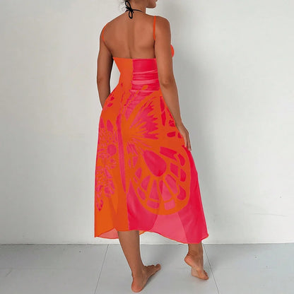 Floral Off-Shoulder Midi Swimsuit