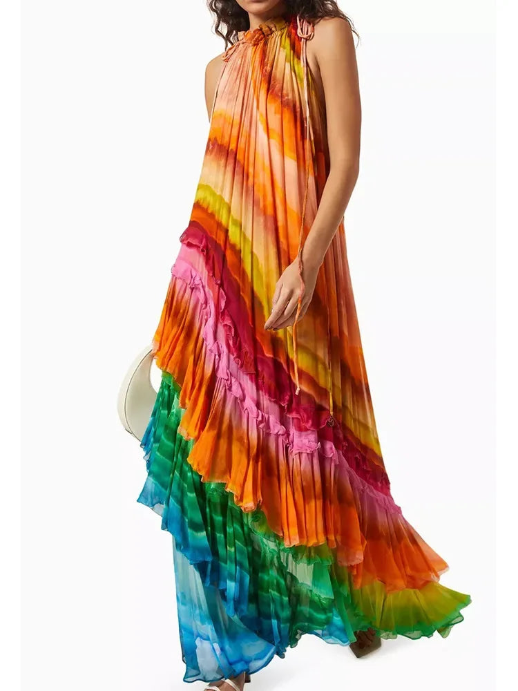 Golden Hour Breeze Chiffon Dress