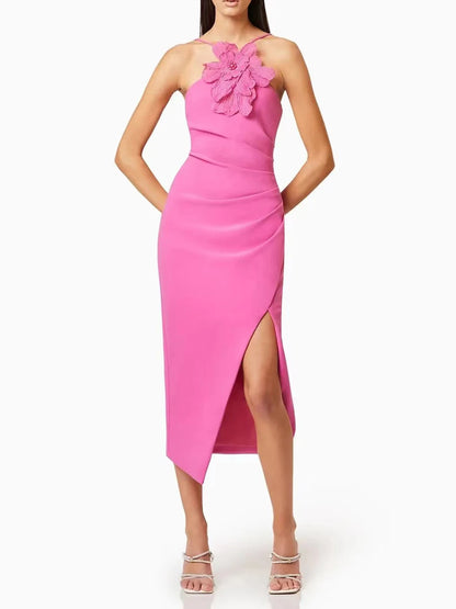 Petal Grace 3D Floral Midi Dress