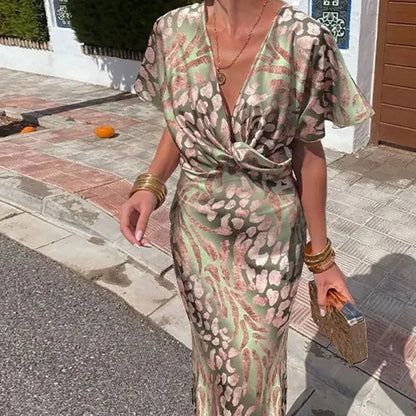 Boho Elegance V-Neck Dress