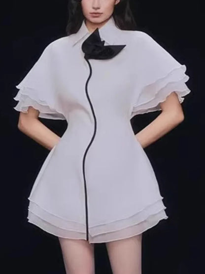 Butterfly Bloom Contrast A-Line Dress