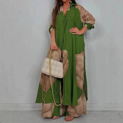 Chic Contrast V-Neck Suit