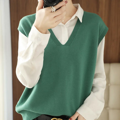 Women’s V-Neck Knit Vest — Stylish Sleeveless
