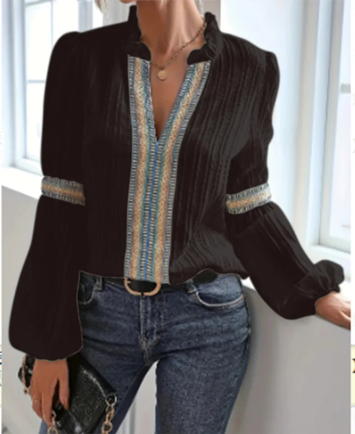 Colorblock Puff Sleeve Top