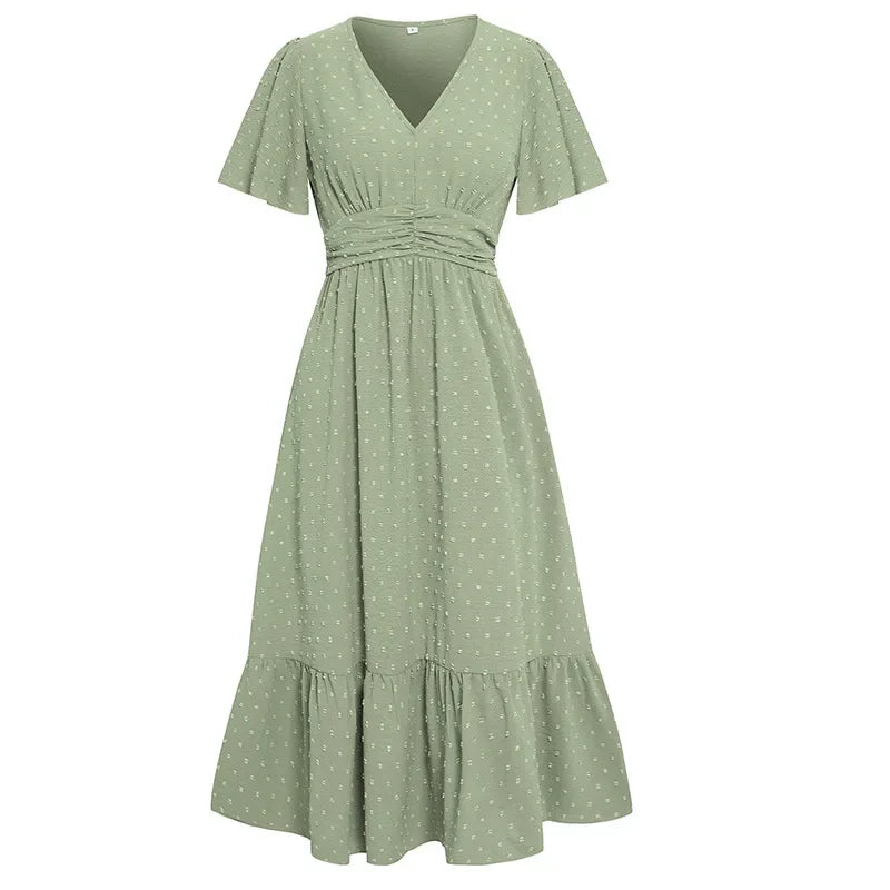 Elegant Lotus Sleeve Summer Dress