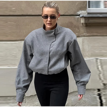 Elegant Gray Woolen Coat